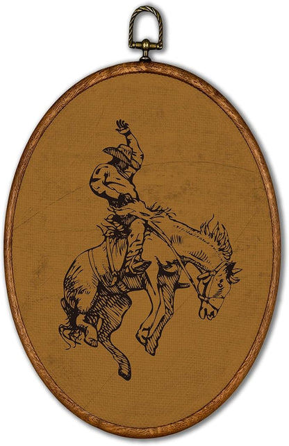 KSDUT Western Cowboy Horse Wall Art Decor - Brown Bucking Southwestern Wall Art Canvas Frame Hanging Prints, Mid Century Mode