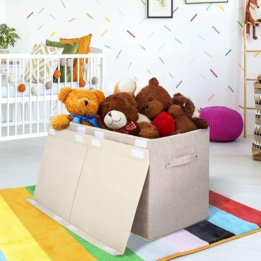 popoly Large Toy Box Chest Storage with Flip-Top Lid, Collapsible Kids Storage Boxes Container Bins for Toys, Playroom Organi
