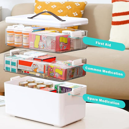 Homaigie Extra Tall 3-Tier Medicine Cabinet Organizer for Upright Medicine Bottles Organizer, Portable Medicine Storage Box w