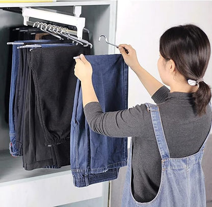 Pull Out Clothes Rail Extendable Pull Out Closet Rod - Adjustable Clothing Organizer Holder, Extendable Wardrobe Rail in Stee