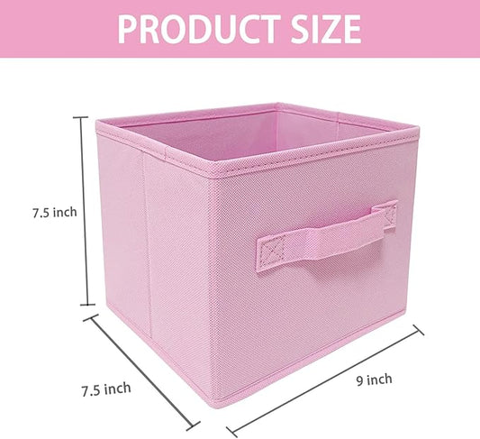 EBIGIC Pink Storage Bins 3Pack 9.0"x7.5"x7.5" Fabirc Foldable Closet Toy Organizer Collapsible Cloth