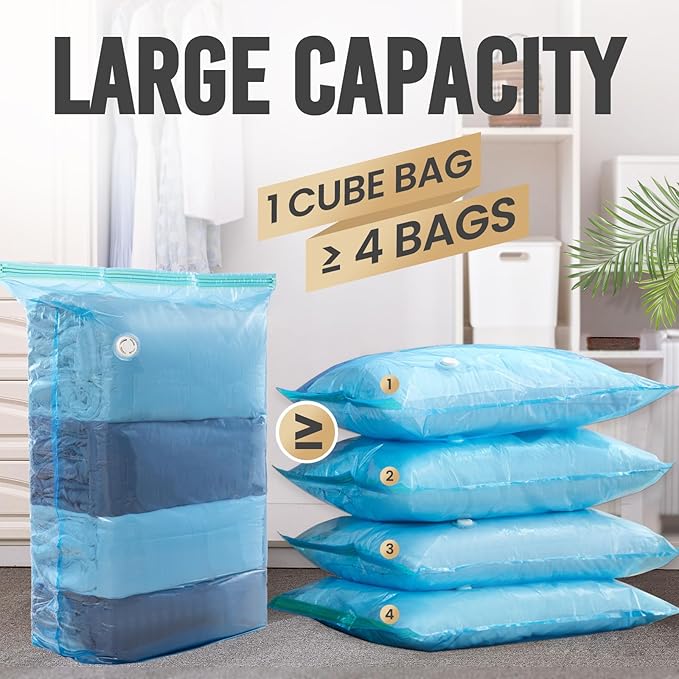 TAILI 8 Pack Vacuum Storage Bags, Jumbo Cube (31x40x15 Inch), Extra Large Vacuum Seal Bags for Clothing, Comforters, Blankets