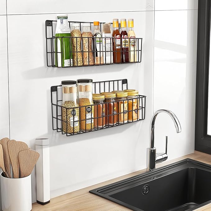 4 Set Extra Large Hanging Wall Wire Baskets, Hanging Wall Mount Storage Baskets, Metal Hanging Wire Basket for Organizing and