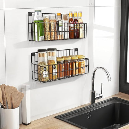 4 Set Extra Large Hanging Wall Wire Baskets, Hanging Wall Mount Storage Baskets, Metal Hanging Wire Basket for Organizing and