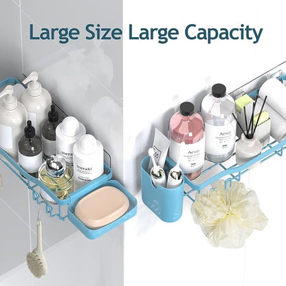 NESOMI Shower Caddy Adhesive Shower Organizer 7-Pack, Rustproof Stainless Steel Bathroom Shelves, Large Capacity No-Drill Rac