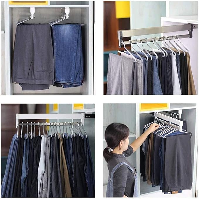 Pull Out Clothes Rail Extendable Pull Out Closet Rod - Pull Out Clothes Rail 30-80Cm, Steel Extendable Closet Rod For Pants C