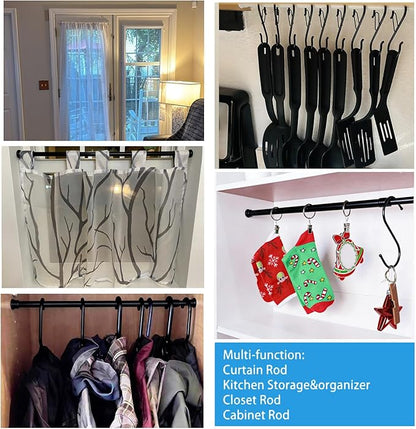 4 Pack Tension Curtain Rod 15.7-28 Inch, Small Short Adjustable Extendable Spring Loaded Rods for Windows Cabinet Blinds Clos
