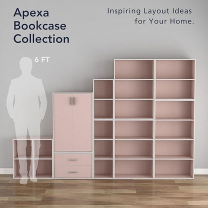Homes: Inside + Out Apexa 3-Tier Cube Storage Organizer Shelves, Stackable Wood Bookcase Fits Cubby Bins for Organization, Do