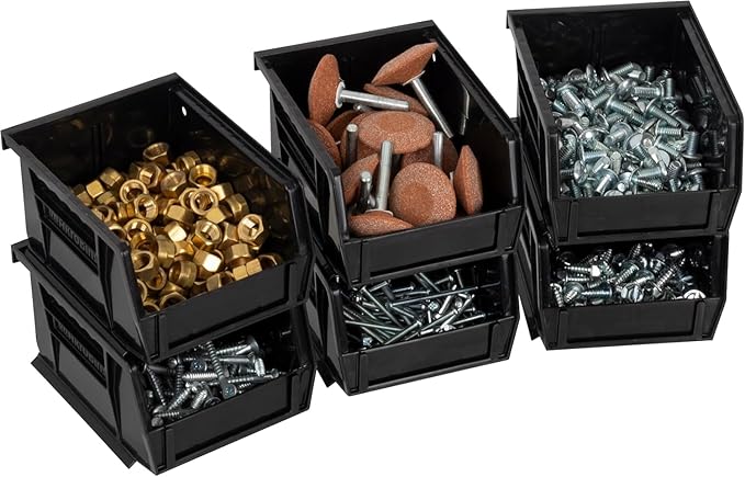 Akro-Mils 30210 AkroBins Plastic Storage Bins, Space-Saving Stackable Bins for Garage, Pantry, Craft Organization, 5" x 4" x 