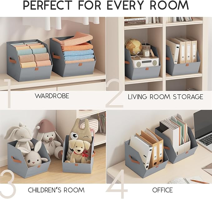 Homsorout Fabric Closet Storage Cubes - 6 Pack Square Storage Bins with Dual Handles for Clothes, Towels, Toys, Cube Storage 
