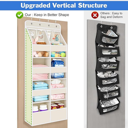 Univivi 5-Shelf Fabric Baby Door Storage Over Door Hanging Organizer with 8 Deep Pockets and 4 Small PVC Pockets Wall Mount H