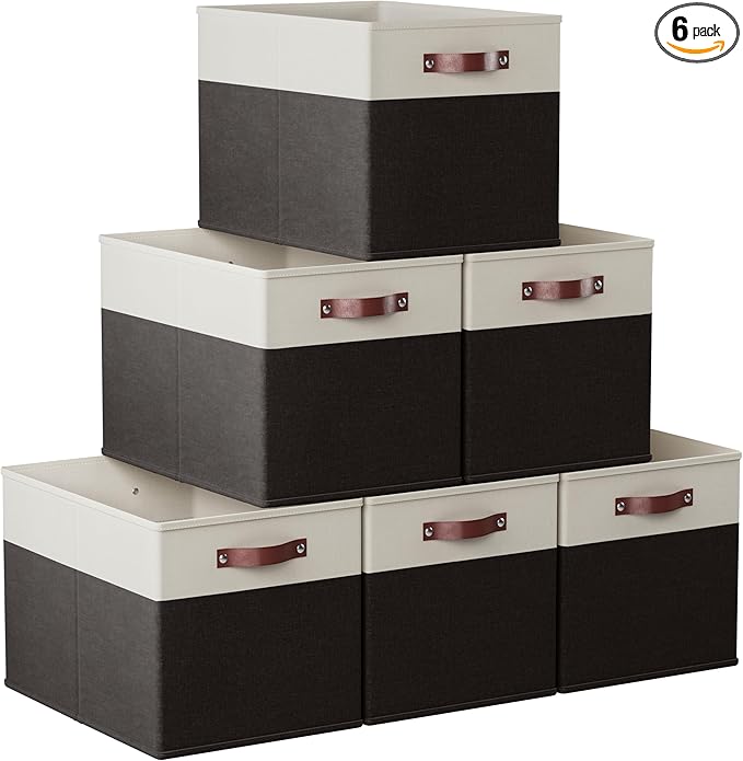 Ornavo Home 13 x 15 x 13 Kallax Storage Cube Bins, Foldable Collapsible Fabric Storage Bins Box Linen Shelf Basket Cube Organ