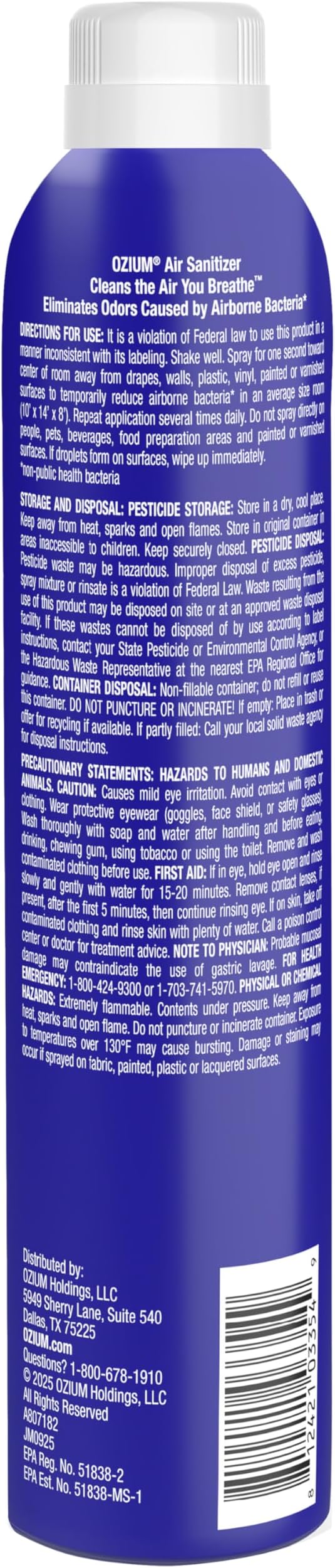 Ozium Air Sanitizer Spray - Room Odor Eliminator for Home, Car, and Office - New Car - 8 oz Can - 6 Pack