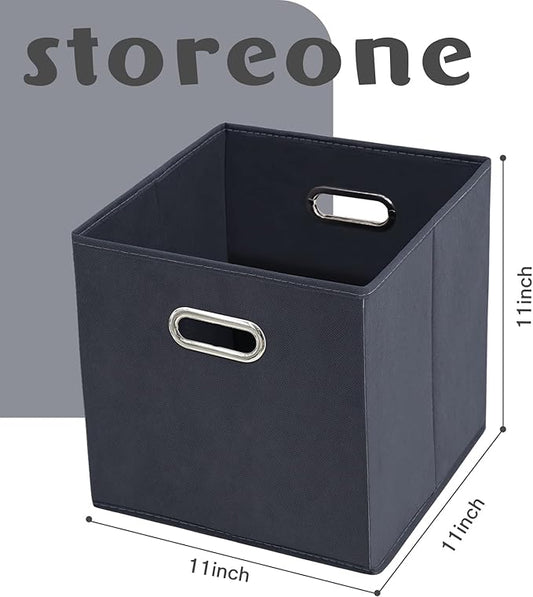 STOREONE Fabric Storage Bins Cubes Baskets Containers-(11X11X11) with Dual Handles Cube Storage Organizer Bins for Shelf Clos