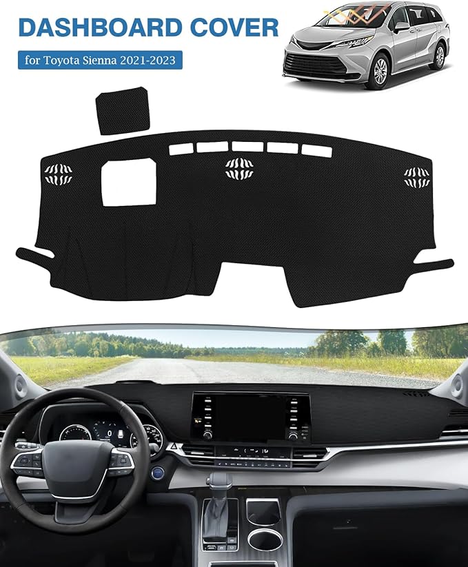 FIILINES Dash Cover for Toyota Sienna 2021-2026, Dashboard Mat Cover Sienna Accessories Mesh Dash Mat Sunshade Nonslip Protec