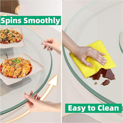 Lazy Susan 30.7 inch Glass Turntable Dining Table Large Round Serving Plate Tabletop Rotating Tray with Swivel Assist System 