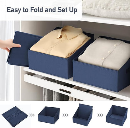 DIMJ Closet Storage Bins 12 Pack - Fabric Storage Baskets for Shelves, Collapsible Clothes Organizer with Handles, Trapezoid 