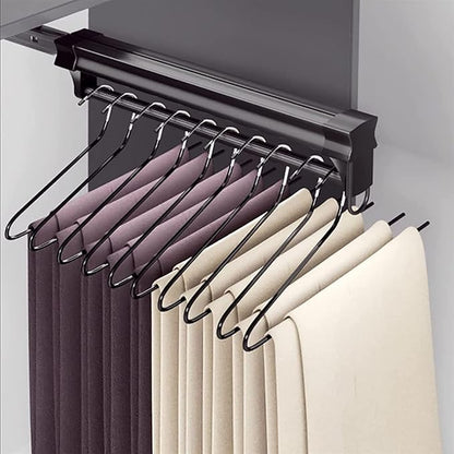 Pull Out Clothes Rail Extendable Pull Out Closet Rod - Adjustable Clothing Organizer Holder, Steel Wardrobe Rail Tube, Extend