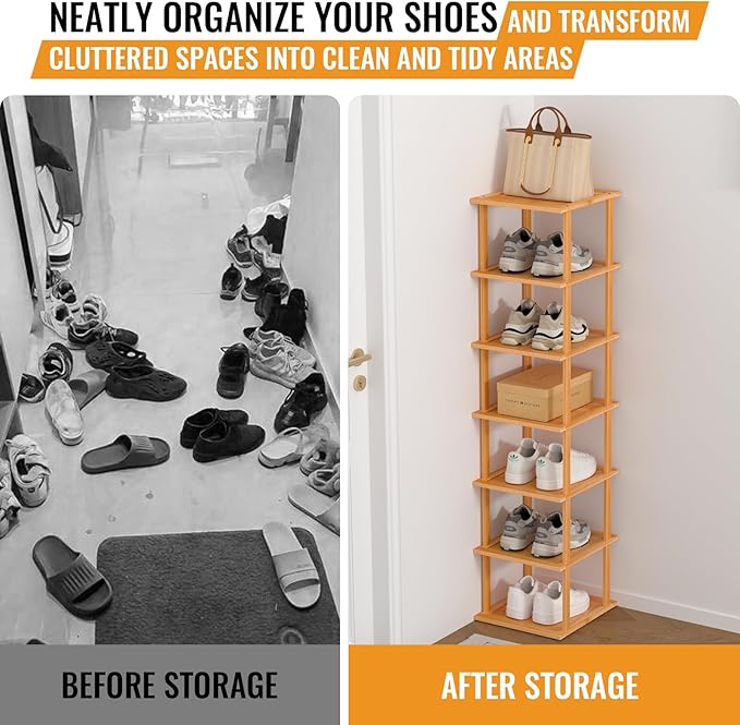 MHXW SXPN Bamboo Free Standing Shoe Rack Shelf Multi Tier Tall Wooden Stackable Shoes Rack Organizer for Closet Front Door En