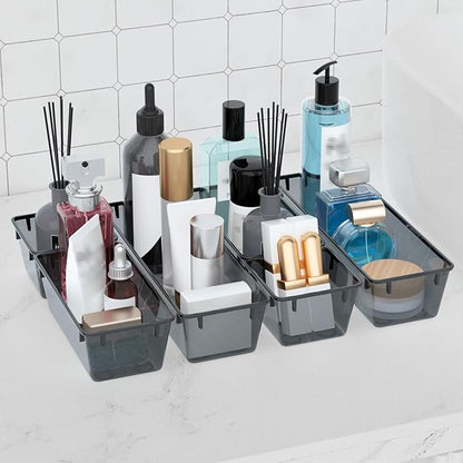 WOWBOX 9 Pack Clear Drawer Organizer Set, Acrylic Drawer Storage Trays, Storage Bins for Makeup, Cosmetics, Jewelries, Utensi