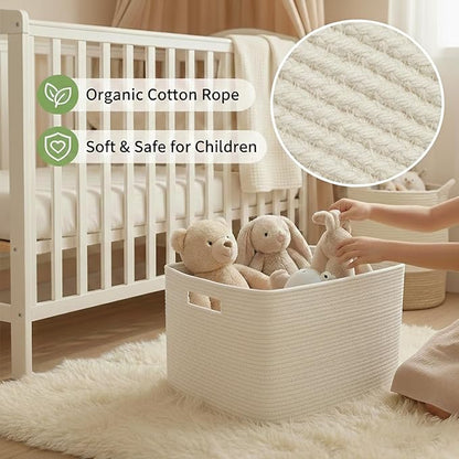 JMvicyroam Woven Blanket Basket,96L Large Storage Bin for Blankets Toys Clothes,Decorative Rope Basket for Living Room Bedroo