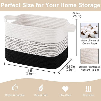 OIASKET Storage Baskets for Organizing, Woven Baskets for Shelves, Rectangle Decorative Organizer for Storage Clothes, Toy, B
