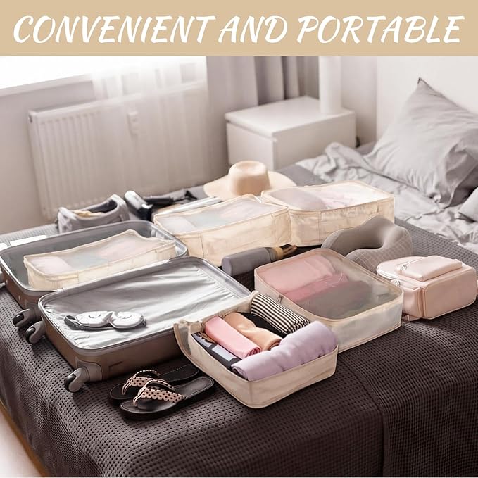Silkfly 8 Pcs XL Packing Cube for Travel Luggage Organizer Suitcase High Capacity Large Packing Bag Bulk Reusable Mesh Travel