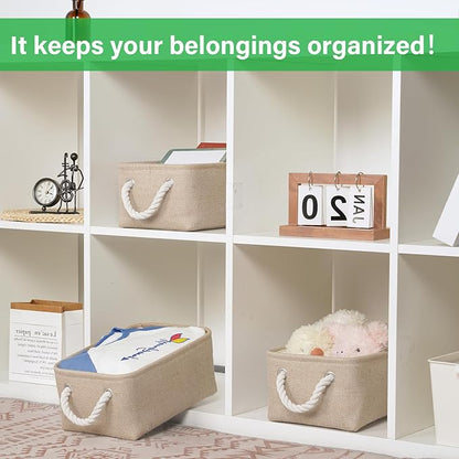 Bidtakay Small Storage Baskets for Shelves 3 Pack Fabric Storage Bins for Organizing Linen Collapsible Organizer for Closet-F
