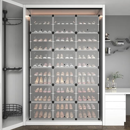 ROJASOP Portable Shoe Rack Organizer, 72 Pairs Covered Shoe Rack Shoe Organizer for Closet Entryway 12-Tier Shoe Storage Cabi