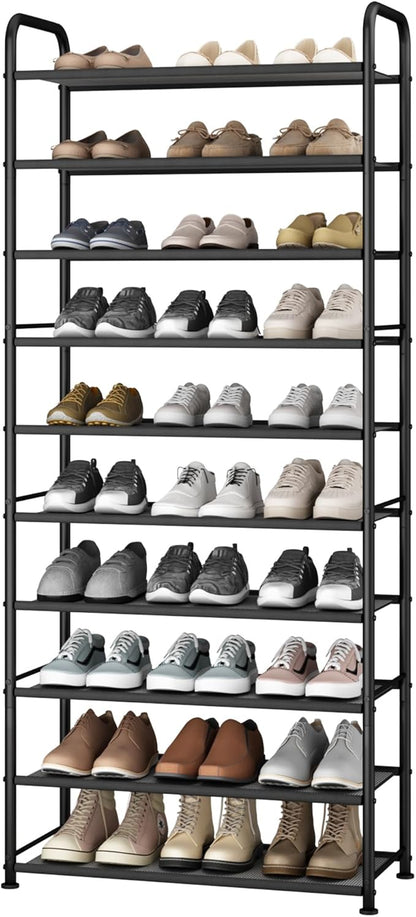 STO STO 10-Tier Shoe Rack with Sturdy Mesh Shelves, Tall Metal Shoe Organizer for Entryway, Closet, Garage, Front Door, Holds