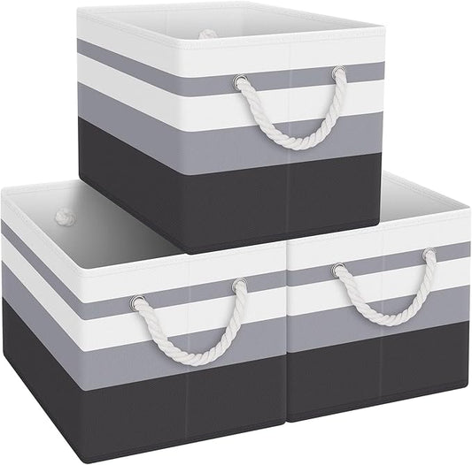 Fab totes Storage Bins [3-Pack], Foldable Storage Baskets for Organizing Toys, Books, Shelves, Closet, Large Storage Box with