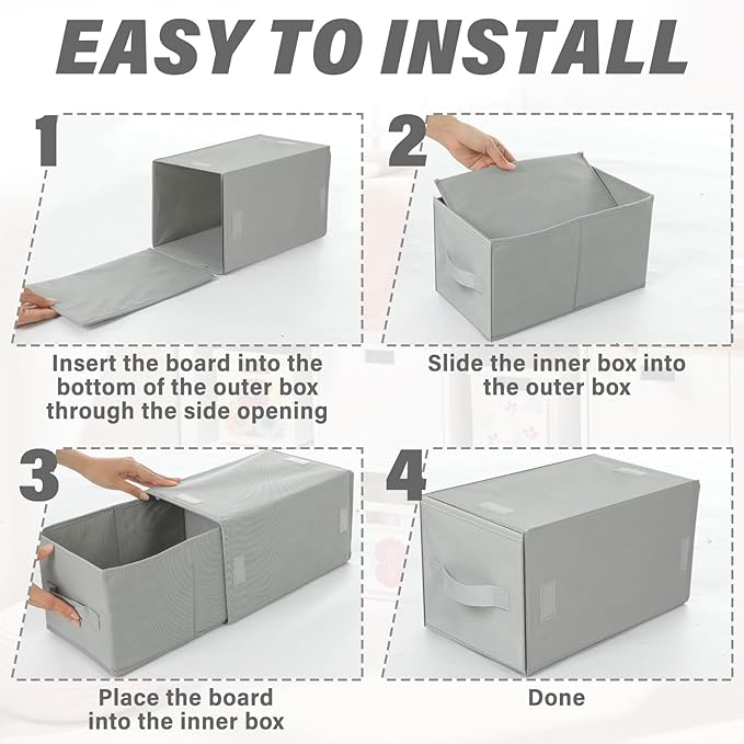 Weysat 6 Pack Stackable Storage Drawers Collapsible Closet Organizer with Drawer Cube Organizer Shelf Storage Fabric, Clothes