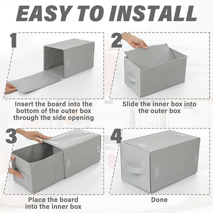 Weysat 6 Pack Stackable Storage Drawers Collapsible Closet Organizer with Drawer Cube Organizer Shelf Storage Fabric, Clothes