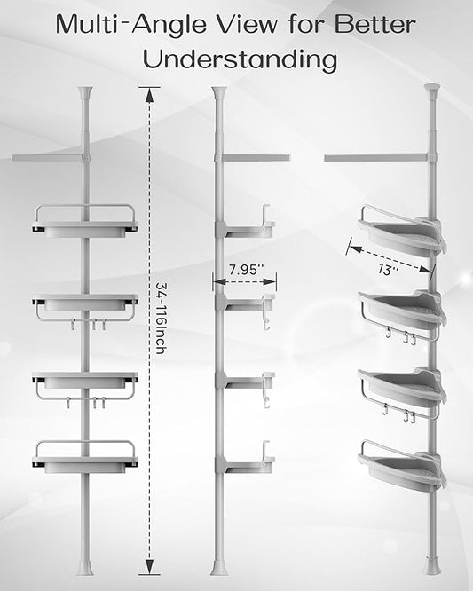 ALLZONE Rustproof Shower Caddy Corner for Bathroom,Bathtub Storage Organizer for Shampoo Accessories,4-Tier Adjustable Shelve