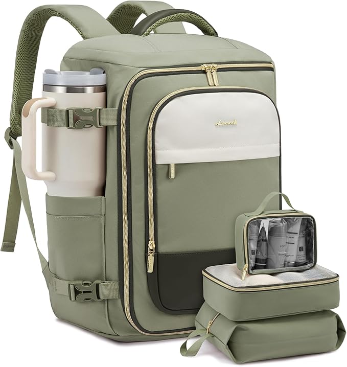 LOVEVOOK Travel Backpack for Women/Men, Personal Item Bag with 3 Packing Cubes Fits 17" Laptop, 50L Travel Backpack Carry on 