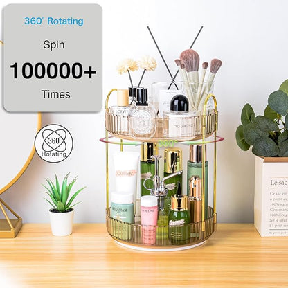 360 Rotating Makeup Organizer - Large Capacity Spinning Perfume & Cosmetic Skincare Holder for Vanity & Countertop (Vibrant O