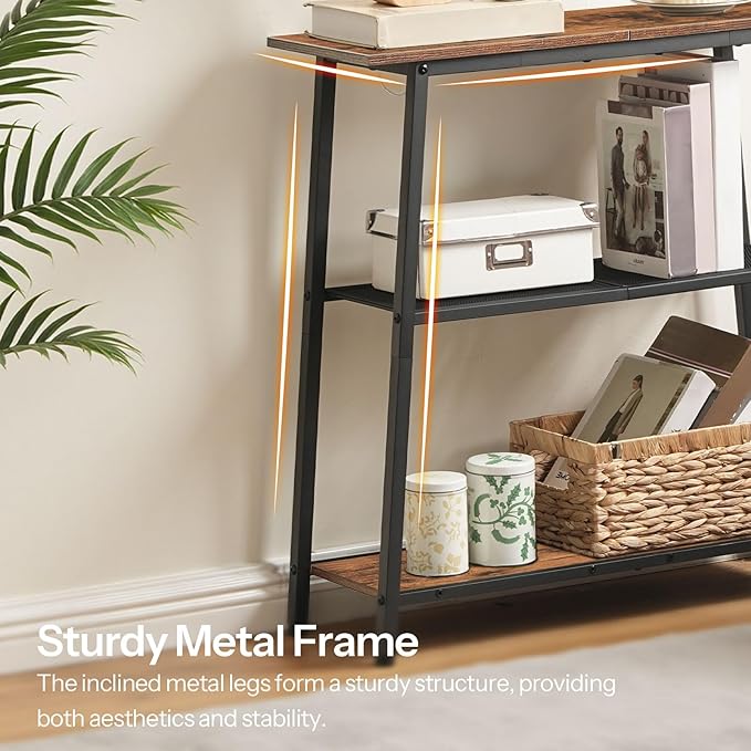 HOOBRO Wall Shelf and Console Table Bundle, 2 Pack Floating Shelves Wall Mounted, Small Entryway Table with Storage Shelves, 