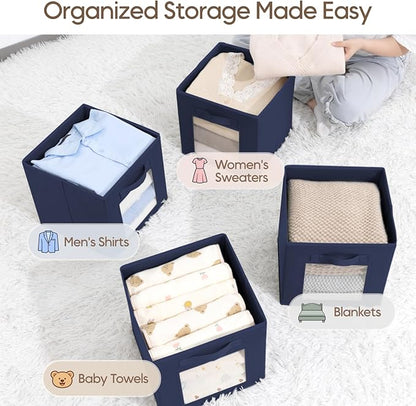Homsorout Storage Cube 11 Inch - Cube Storage Bins with Window, Closet Storage Baskets with Handle, Fabric Bins for Closet, S