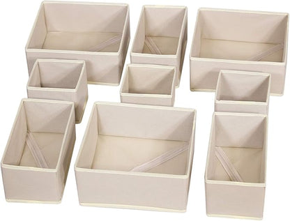 DIOMMELL 9 Pack Foldable Cloth Storage Box Closet Dresser Drawer Organizer Fabric Baskets Bins Containers Divider for Baby Cl