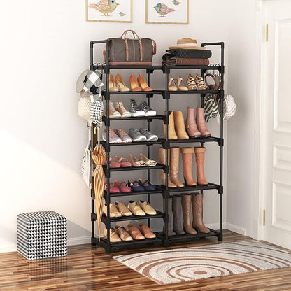 ROJASOP Shoe Rack Organizer, 8-Tier Metal Shoe Rack for Closet Entryway Garage, 26-32 Pairs Tall Shoe Boot Storage Shelf with