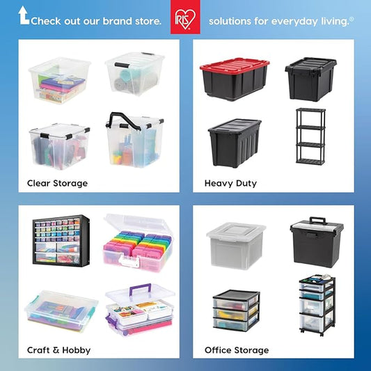 IRIS USA 54 Qt Stackable Plastic Storage Bins with Lids, 12 Pack - BPA-Free, Made in USA - See-Through Organizing Solution, L
