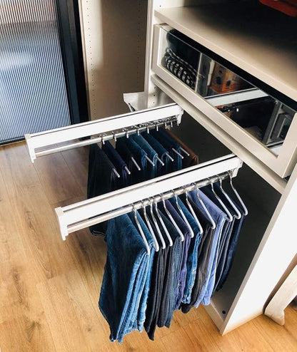LJYT Pull-Out Wardrobe Clothes Rail,Extendable Closet Rod,Closet Organizer Rack for Pants/Coat/Scarves,35-65cm Available (Siz