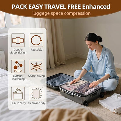 15 Pack Vacuum Compression Bags for Travel, Carry-on Size Seal Packing Cubes for Luggage,Vacuum Storage Bags, Space Saver for