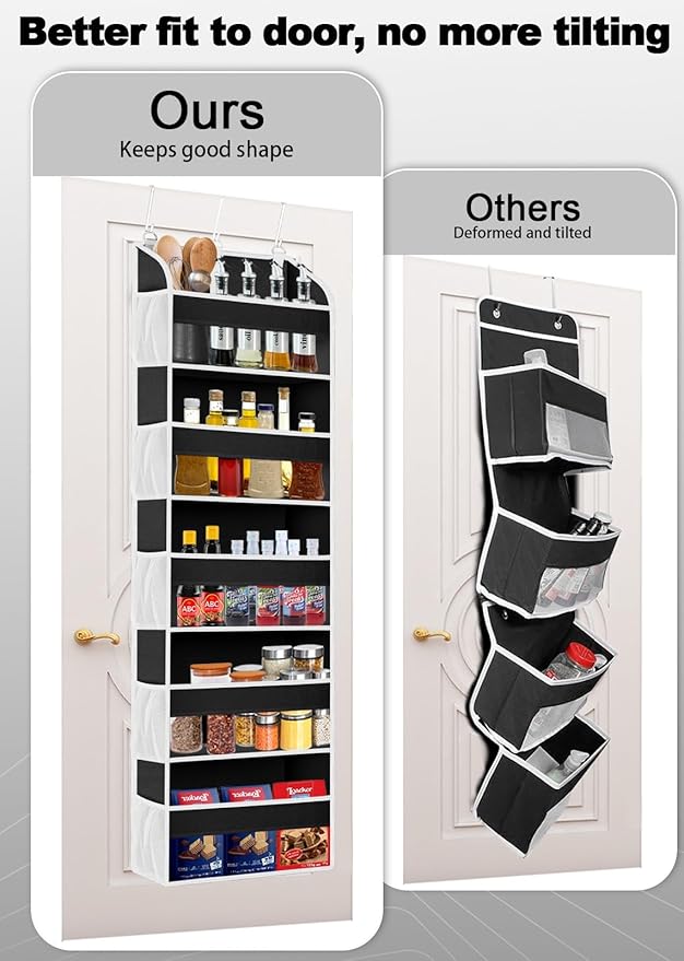 TAHAVICE 1 Pack Over The Door Storage Organizer with 5 Pockets 10 Mesh Side Pockets, 44 lbs Weight Capacity Door Hanging Orga