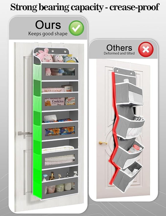 KYEVIS Over The Door Organizer, 5 Shelves Closet Door Hanging Storage and Organizer with 10 Mesh Pockets, Nursery Closet Orga