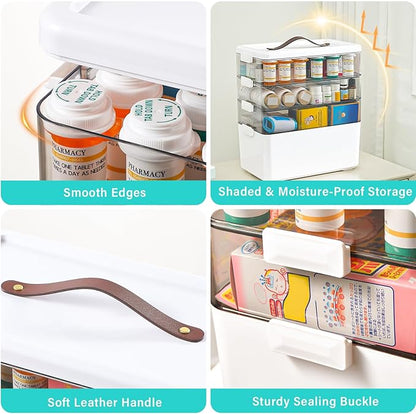 Homaigie Extra Tall 4-Tier Medicine Cabinet Organizer for Upright Medicine Bottles Organizer, Portable Medicine Storage Box w