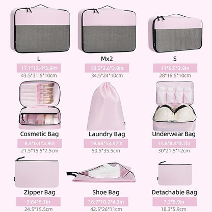 BAGAIL 8 Set/9 Set Packing Cubes Luggage Packing Organizer for Travel, Suitcase Packing Bags for Travel Accessories