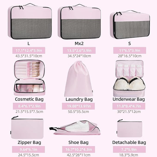 BAGAIL 8 Set/9 Set Packing Cubes Luggage Packing Organizer for Travel, Suitcase Packing Bags for Travel Accessories