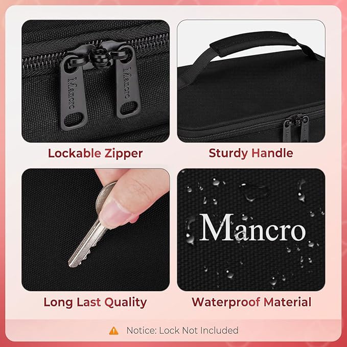 Mancro Dual Layers Medicine Organizer Bag, Pill Bottle Organizer Storage with Lockable Zipper, Medication Travel Bag for Pill