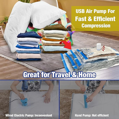 HIBAG Travel Vacuum Bags with Electric Pump for Luggage and Suitcase, Vacuum Seal Compression Packing Bags for Clothes Clothi